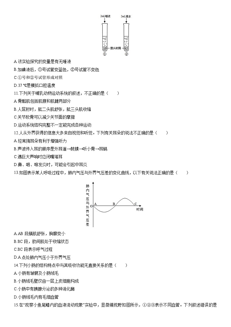 2025-2026学年甘肃省兰州市红古区八年级上学期期末生物试卷（学生版）第2页