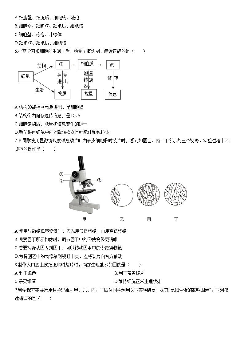 2025-2026学年河北省张家口市宣化区七年级上学期期末考试生物试卷（学生版）第2页