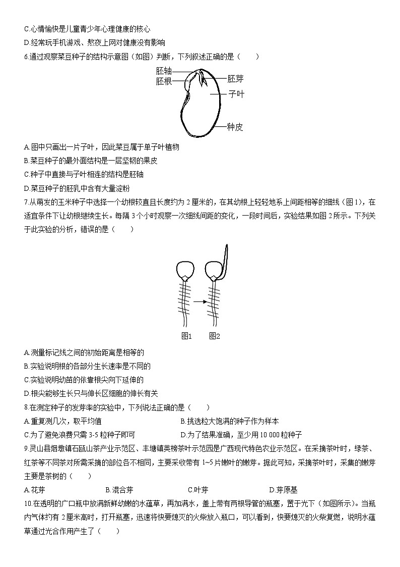 2025-2026学年广西钦州市灵山县八年级上学期期末生物试卷（学生版）第2页
