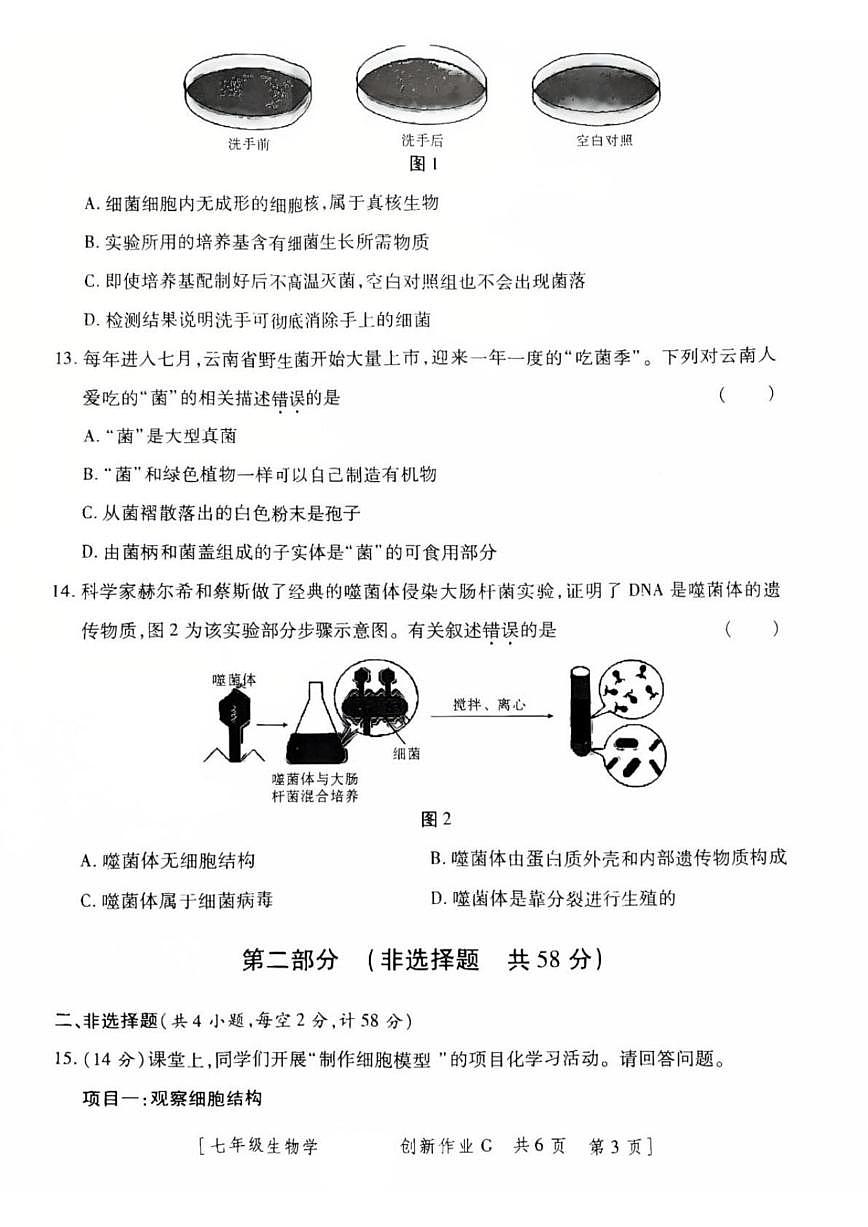 2025-2026学年甘肃省临夏回族自治州和政县第五中学七年级上学期12月月考生物试题（含答案）第3页