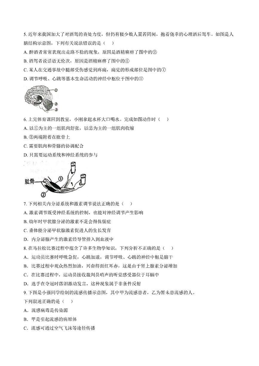 2025-2026学年山东聊城市东昌府区第一学期期末考试八年级生物试题（含答案）第2页
