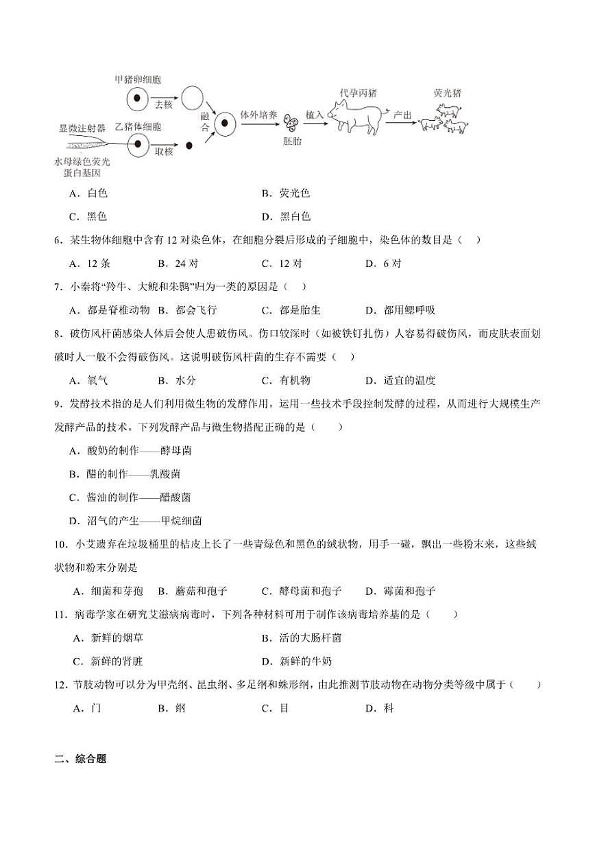 2025-2026学年西藏自治区林芝市七年级上学期12月期末考试生物试卷（含答案）第2页