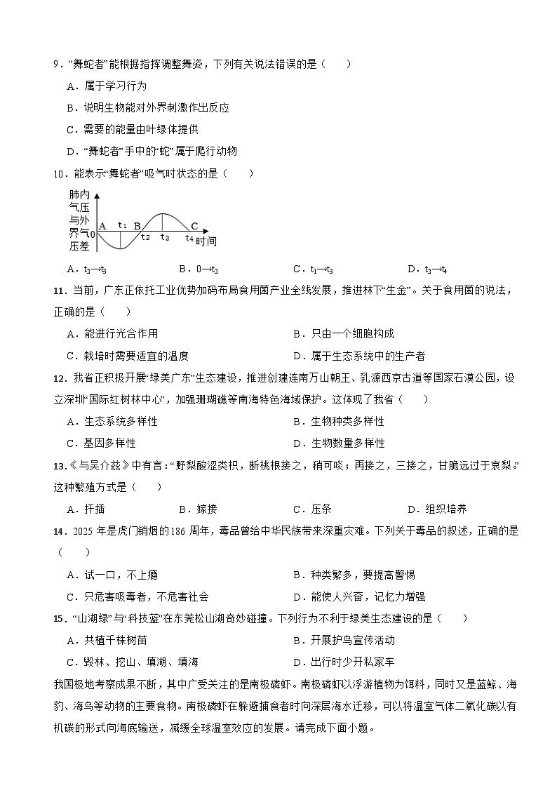 广东省汕头市潮阳区2026年中考一模生物试题附答案第3页