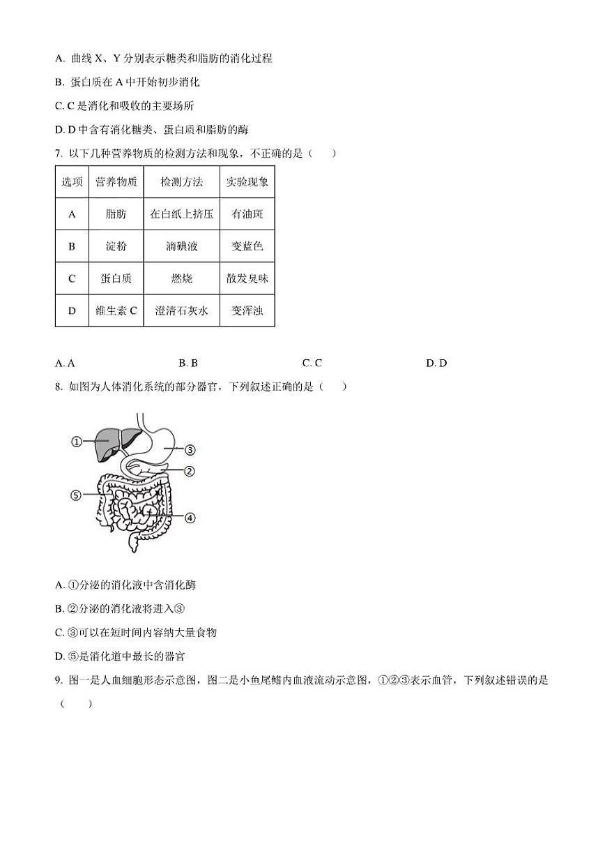 2025-2026学年江苏省扬州市江都区八年级上学期期末生物学（无答案）试题第3页