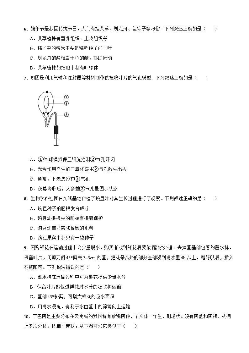 湖南省郴州市2026年中考一模生物试题附答案第2页