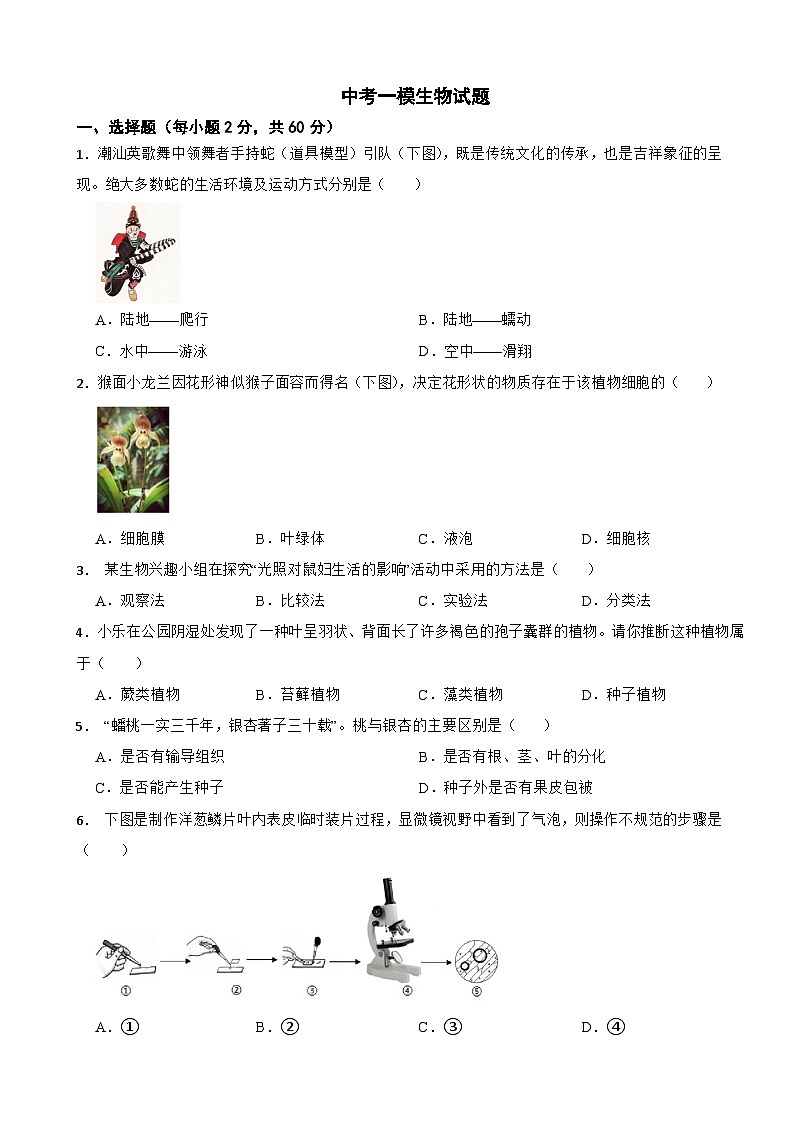 广东省湛江市2026年中考一模生物试题附答案第1页