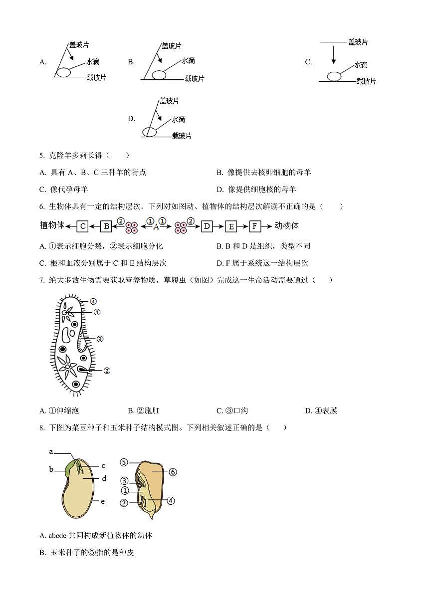 山东聊城市2025-2026学年第一学期期末学业水平检测八年级生物试题（试卷+解析）第2页