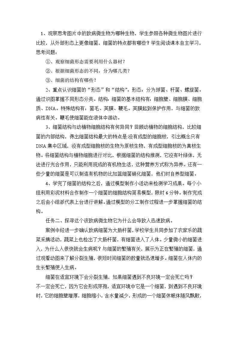 人教版初中生物七年级上册（2024）2.3.2 细菌 教案第2页