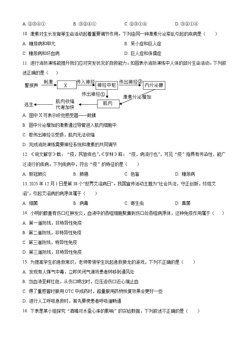安徽安庆市太湖县2025-2026学年度第一学期期末教学质量监测八年级生物试题卷（试卷+解析）第3页