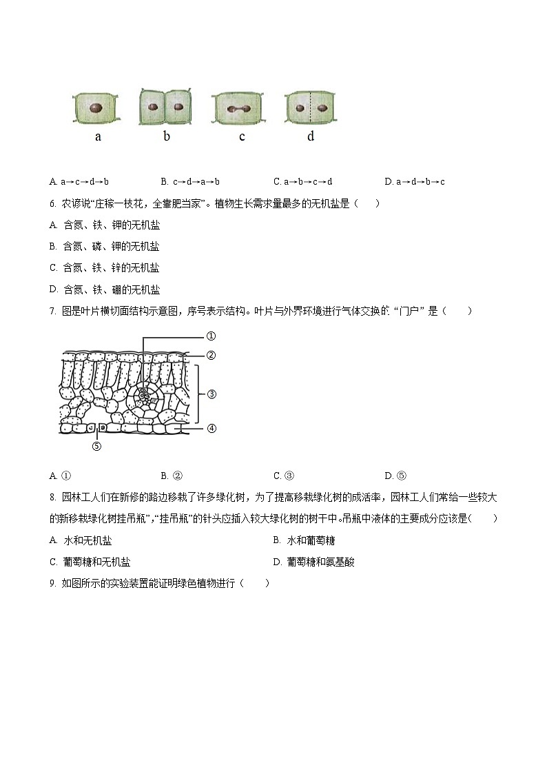 广西贵港市平南县2025-2026学年七年级上学期期末生物试题（试卷+解析）第2页