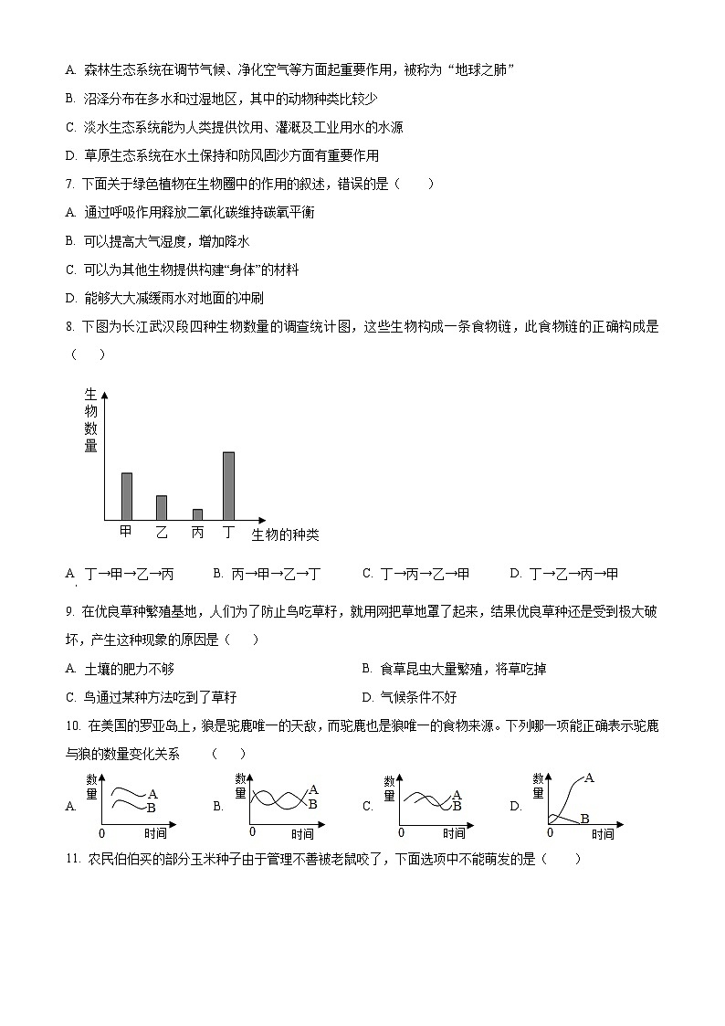 山东淄博市高青县2025-2026学年度第一学期期末考试七年级生物试题（试卷+解析）第2页
