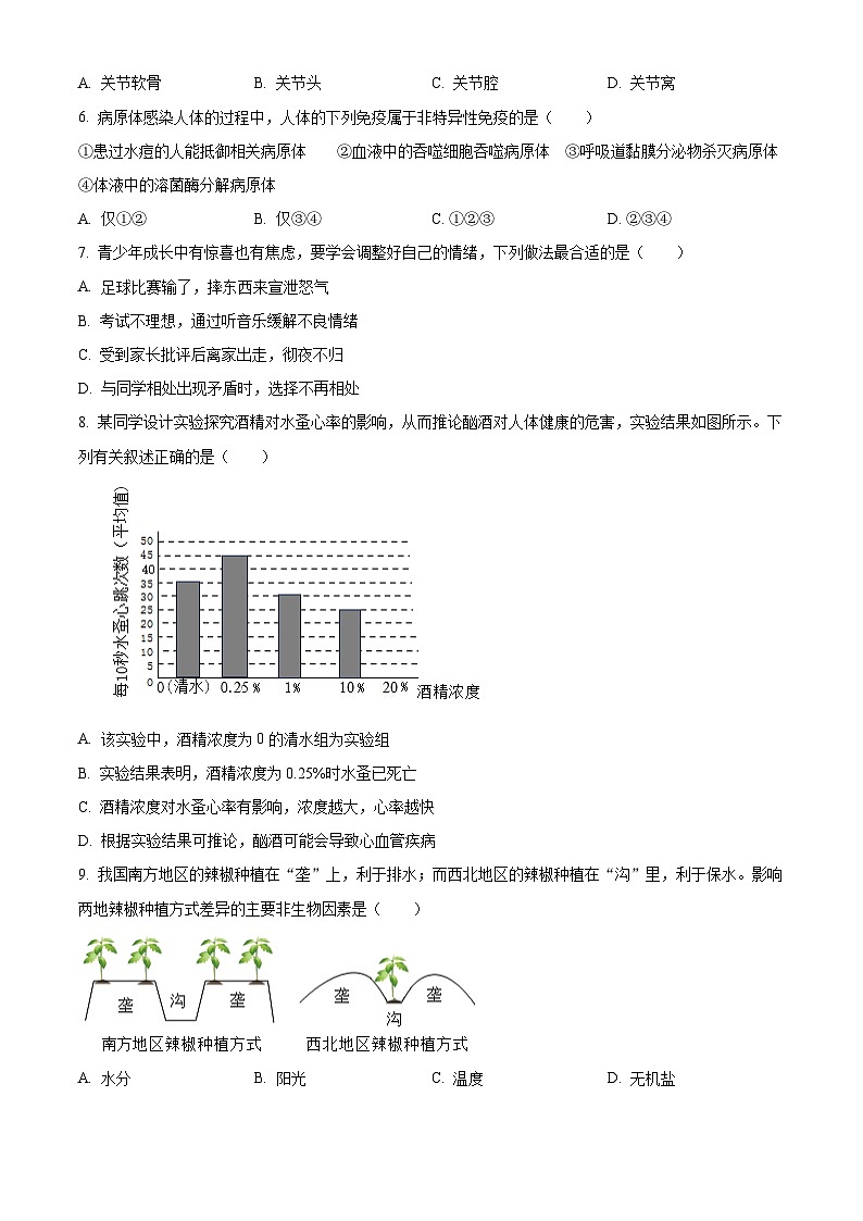 陕西西安市阎良区2025-2026学年八年级上学期期末生物试卷（试卷+解析）第2页