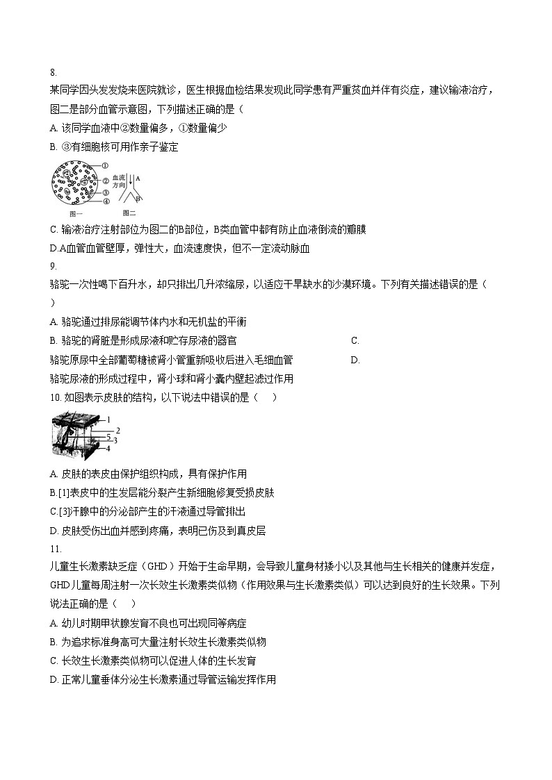 山东省滨州市无棣县第二初级中学、博鳌中学2025_2026学年八年级上学期1月联考生物试题（文字版，含答案）第3页