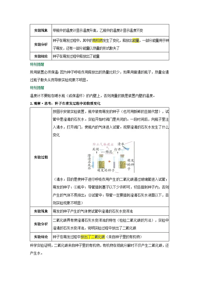 第三单元 第2章 第3节 呼吸作用 2025-2026学年初中生物人教版2024七年级下册同步讲义（解析版）第2页
