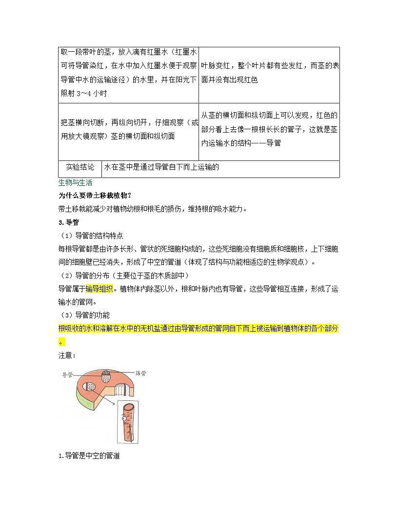 第三单元 第2章 第1节 水的利用与散失 2025-2026学年初中生物人教版2024七年级下册同步讲义（原卷版）第2页