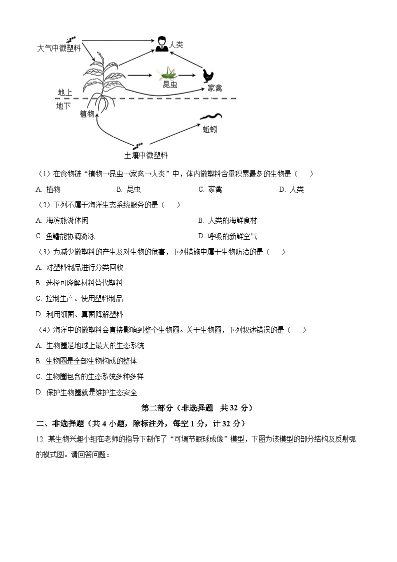 陕西西安市西咸新区2025-2026学年度第一学期期末检测八年级生物学试题（试卷+解析）第3页
