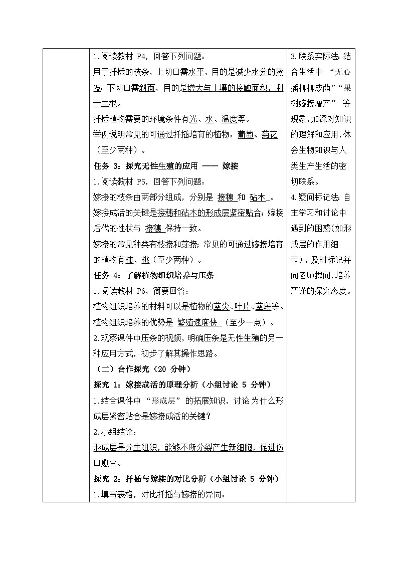 6.1.1无性生殖【导学案】——2026年初中生物八年级下册人教版--教师版第2页