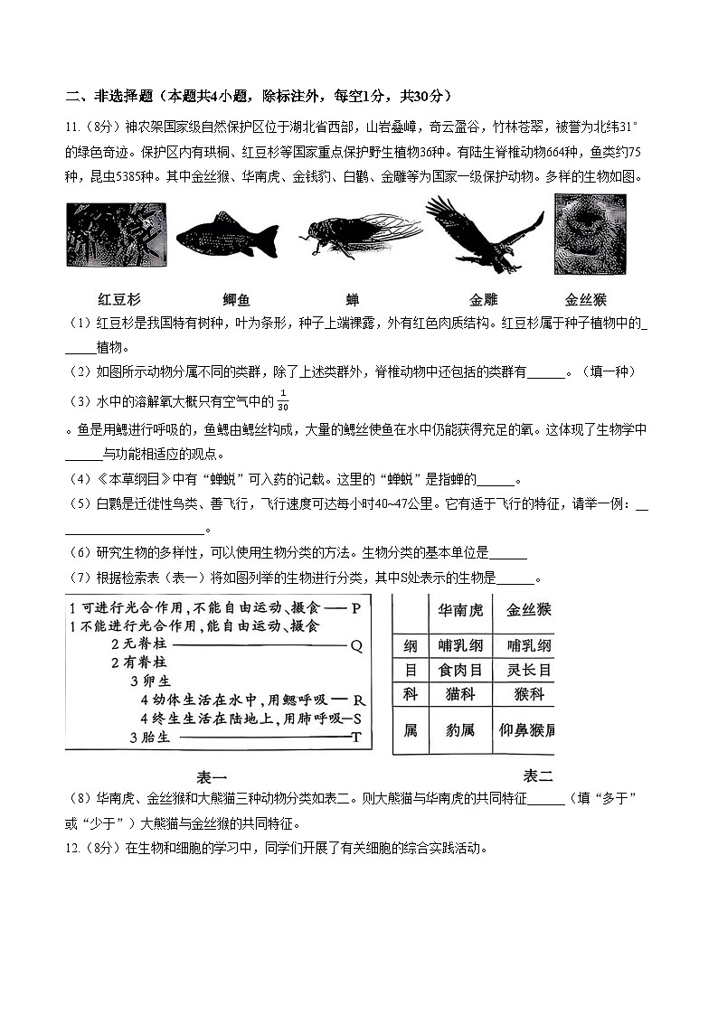 湖北省武汉市洪山区四校2025_2026学年七年级上学期1月月考生物试题(文字版含答案)第3页