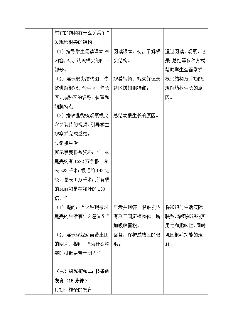 3.1.2.植株的生长（第一课时）【教学设计】——2026年初中生物七年级下册人教版第3页