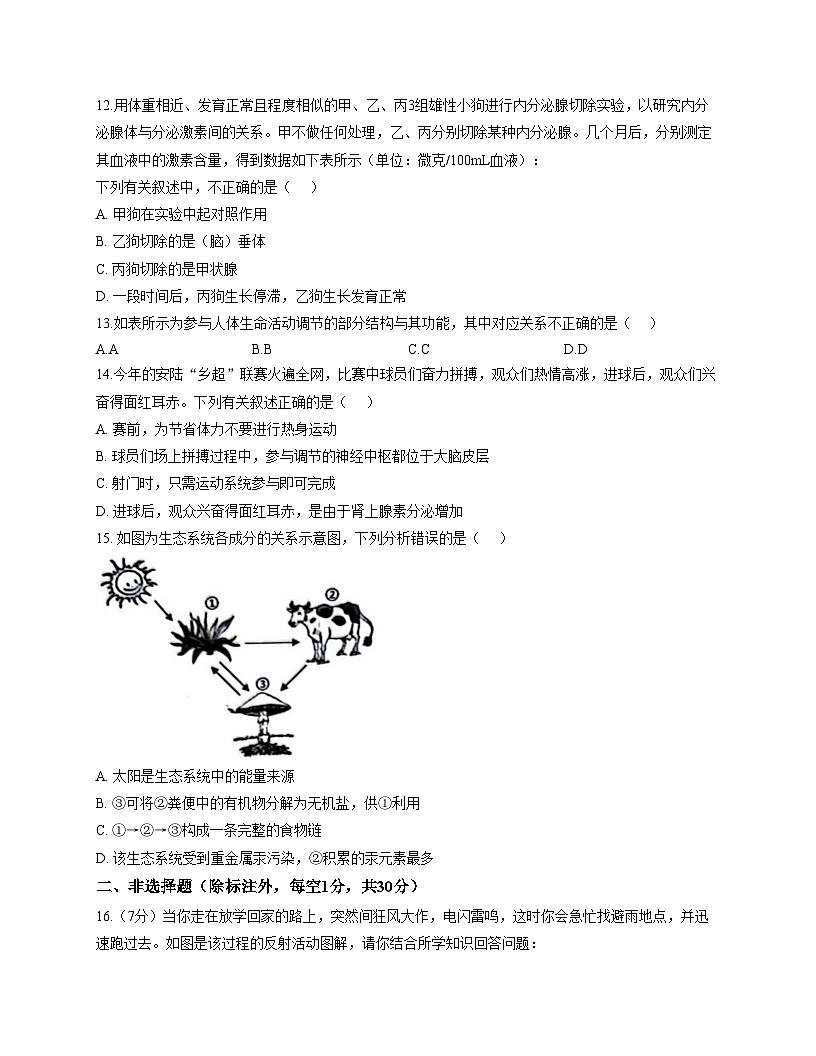 湖北省孝感市安陆市2025_2026学年八年级上学期期中生物试卷（文字版，含答案）第3页