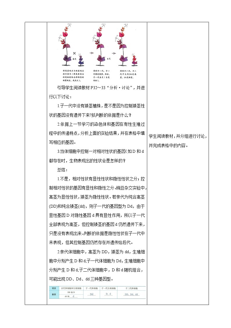 2.3.1 孟德尔的豌豆杂交实验（表格式教案）2025-2026学年人教版八年级生物下册第3页