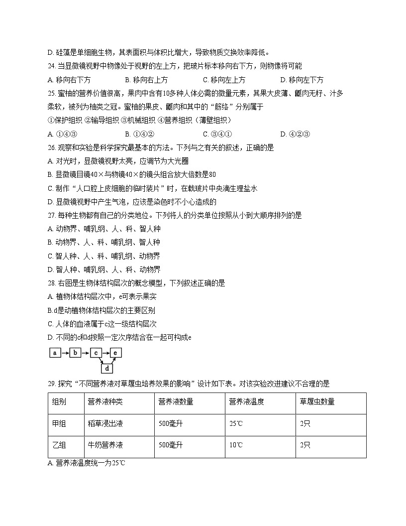 广西贵港市2025_2026学年七年级上学期11月期中生物试题（文字版，含答案）第2页