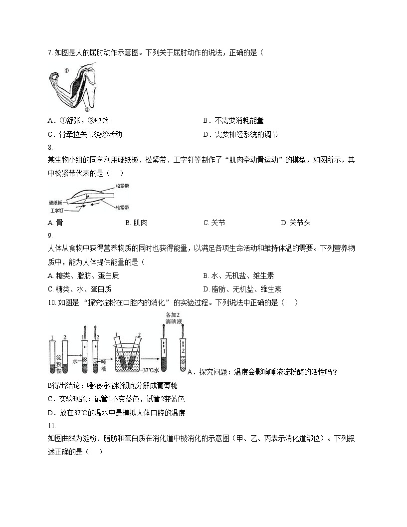 辽宁省沈阳市一三四中学2025_2026学年八年级上学期生物期中试题（文字版，含答案）第2页