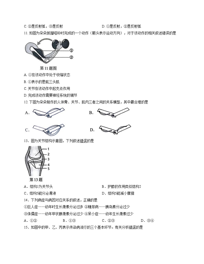 福建省三明市尤溪县2025_2026学年八年级上学期11月期中生物试题（文字版，含答案）第3页