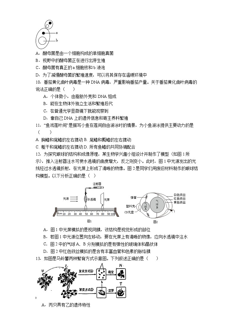 2026年贵州省遵义市汇川区八年级中考模拟生物试卷含答案（三）第3页