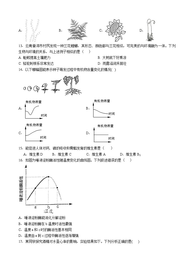 广东惠州市惠城区2026年中考模拟生物试卷含答案（一）第3页