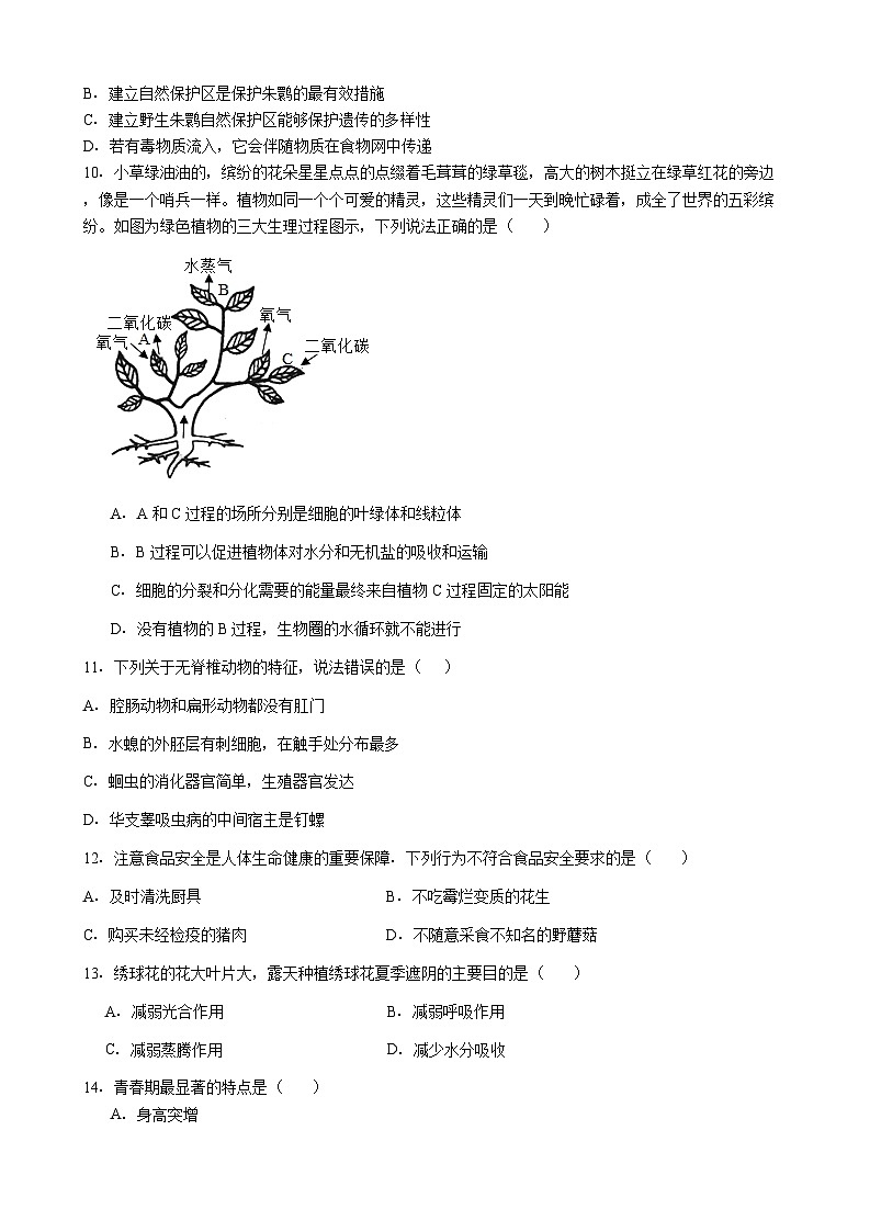 广东省惠州市惠阳区2026年中考模拟生物试卷含答案（二）第3页