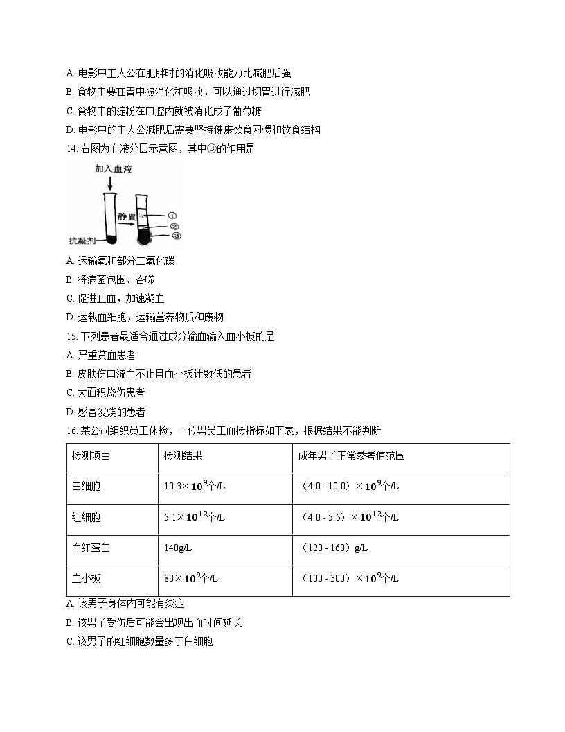 江苏省宿迁市泗洪县2025_2026学年八年级上学期期中考试生物试卷（文字版，含答案）第3页