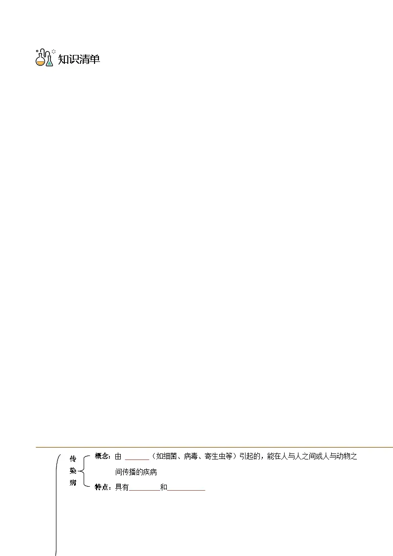 八年级下学期生物考点突然与提分——传染病及其预防练习题（含答案）第3页