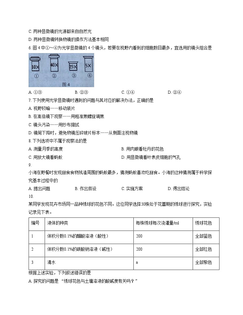 江苏省徐州市铜山区2025_2026学年七年级上学期期中质量自测生物试题（文字版，含答案）第2页