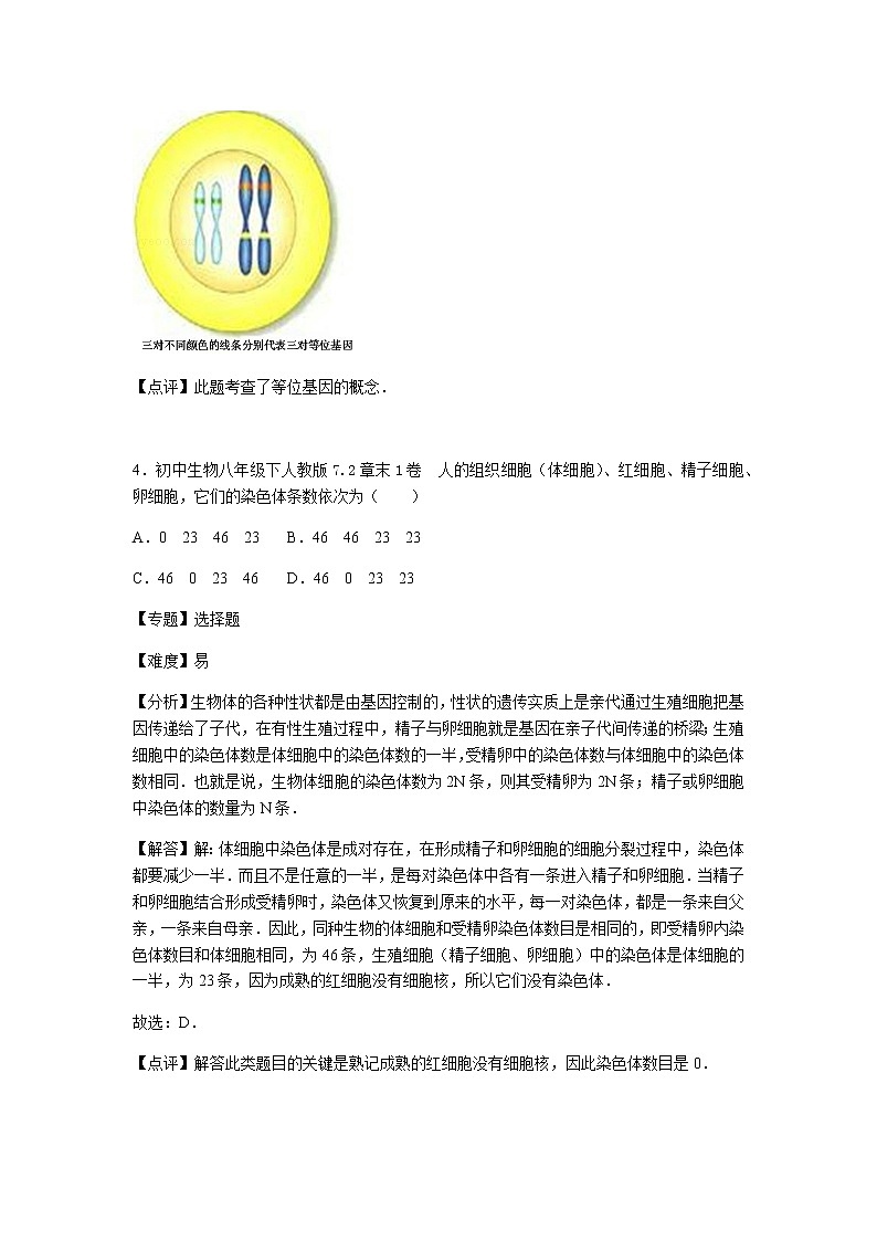 初中生物人教八下第七单元第二章1卷03