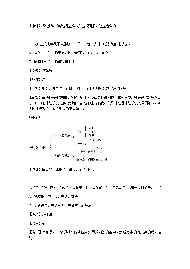 初中生物人教七下第六章1卷第2页