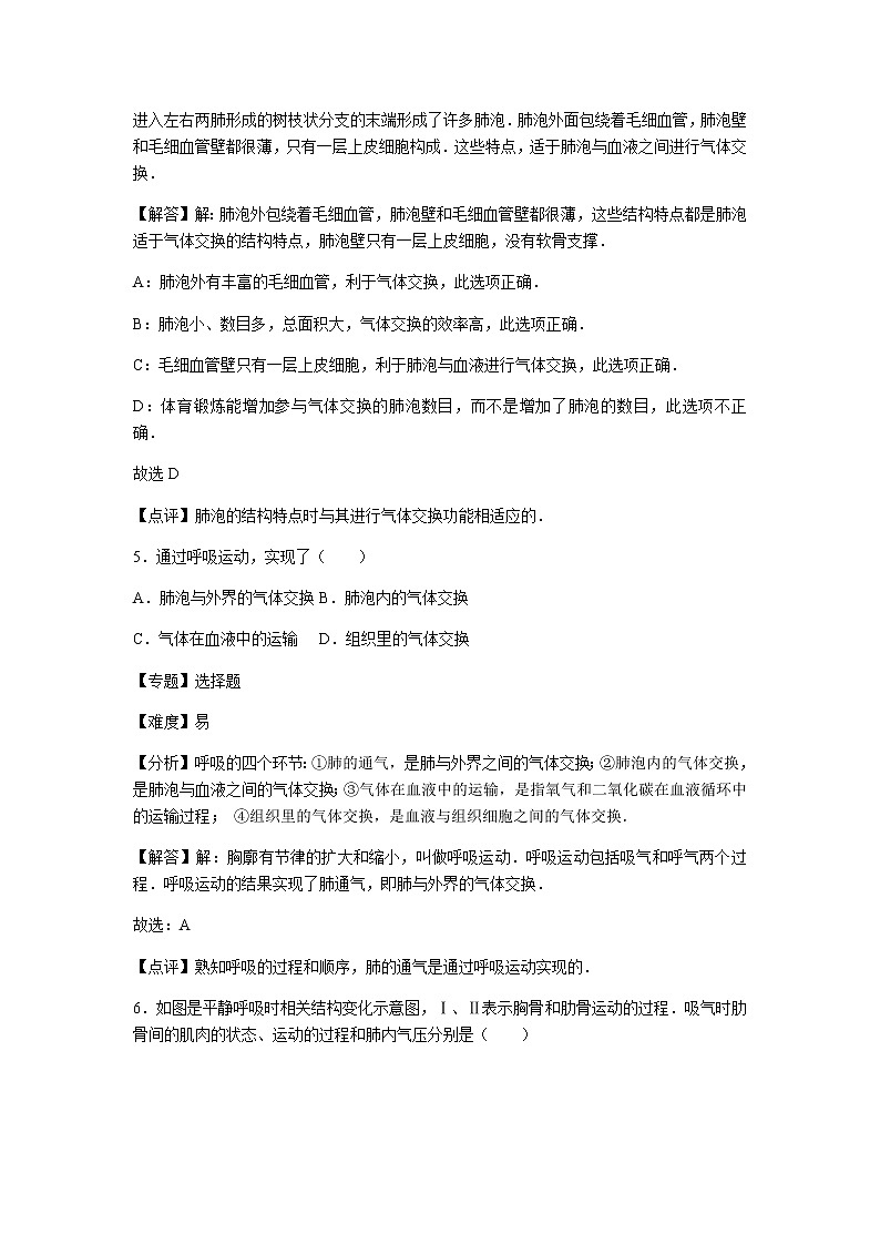 初中生物济南市七年级下册第二章章末试题03