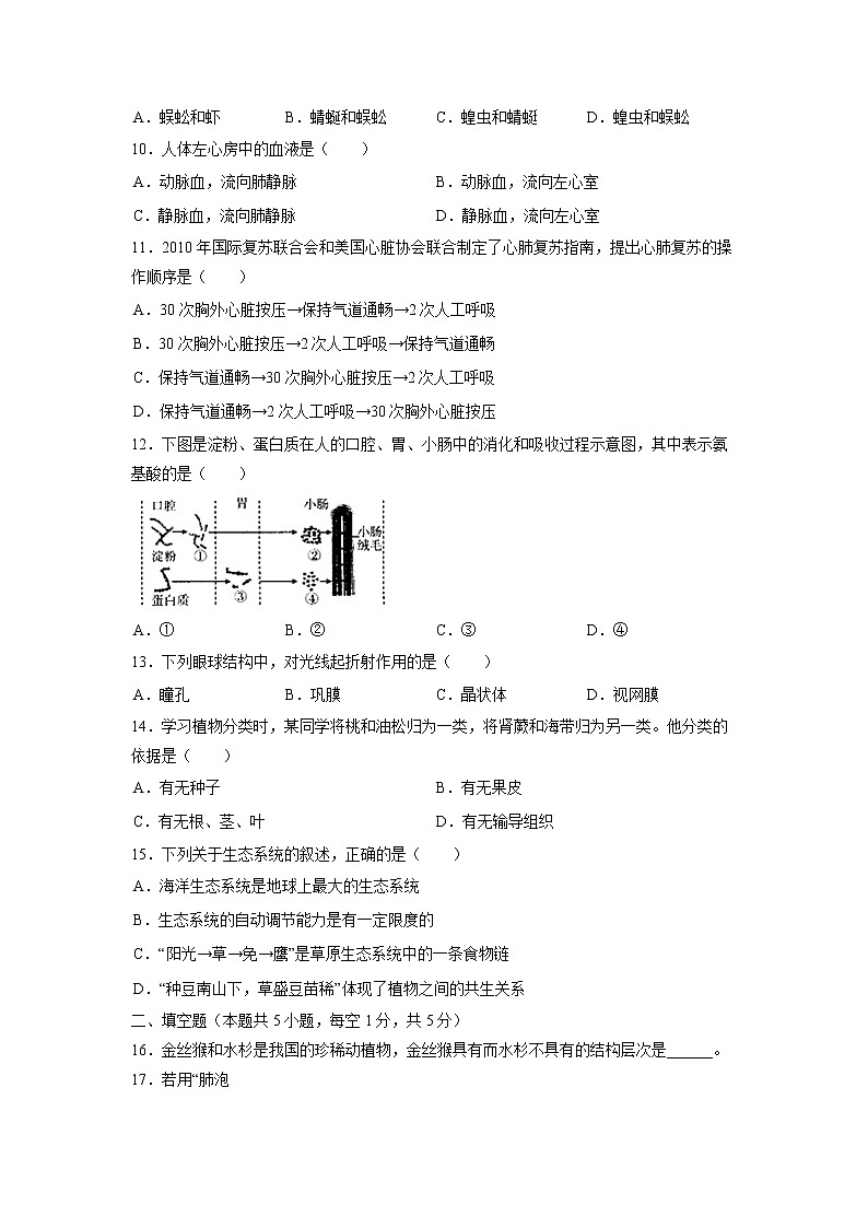 2019年辽宁省大连市中考生物试卷（含解析）02