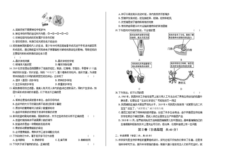 2019年山东省济宁市中考生物试卷（含答案与解析）02