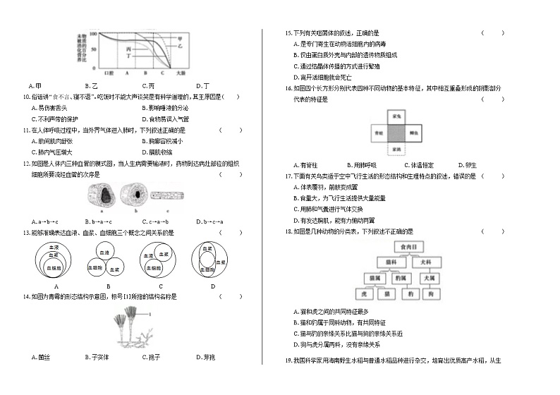 2019年山东省聊城中考生物试卷（含答案与解析）02