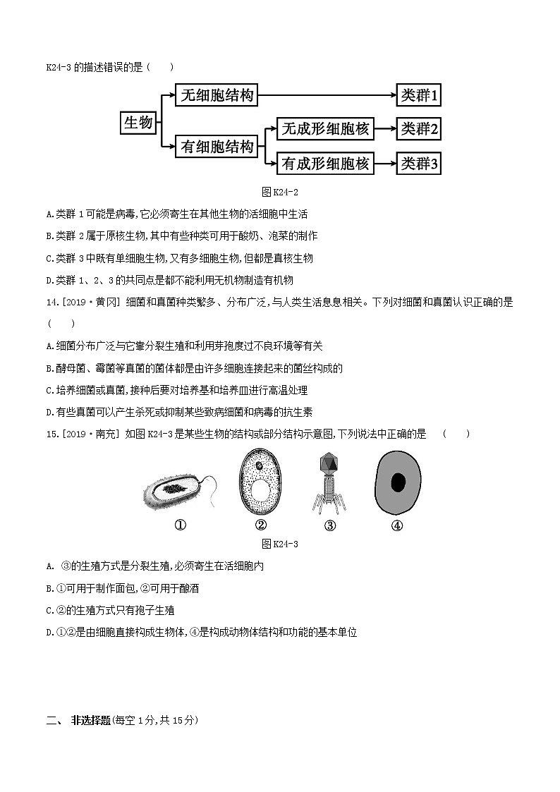 2020中考生物一轮复习方案第四单元生物圈中的其他生物课时训练24生物圈中的微生物试题第3页
