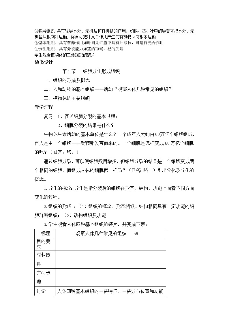 2.4.1  细胞分化形成组织+教案02