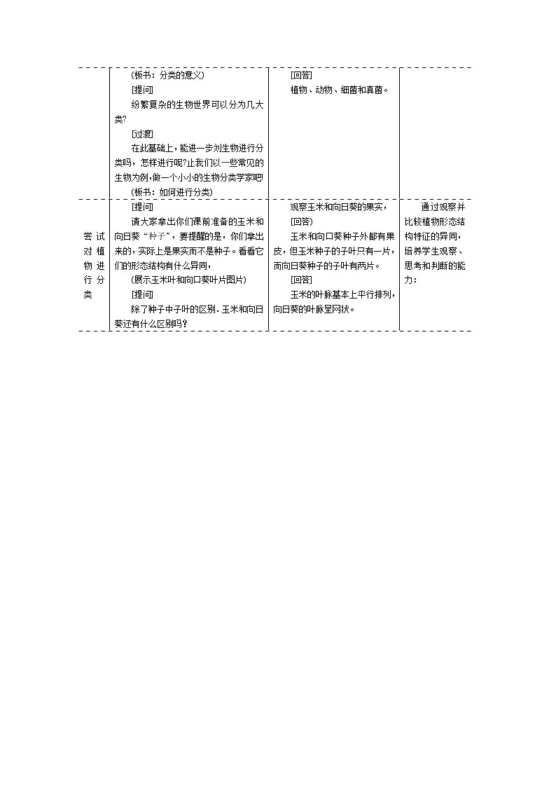 6.1.1  尝试对生物进行分类+教案02