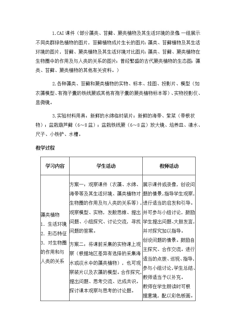 3.1.1  藻类、苔藓和蕨类植物+学案02