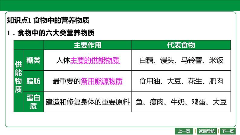 人教版2021年中考一轮复习生物 第四单元 第二章   人体的营养 课件04