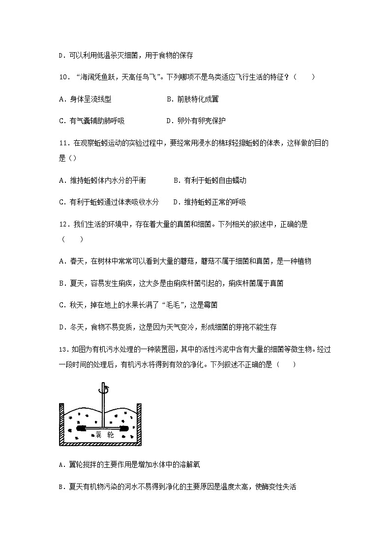 2020-2021八上半期考生物试卷第3页