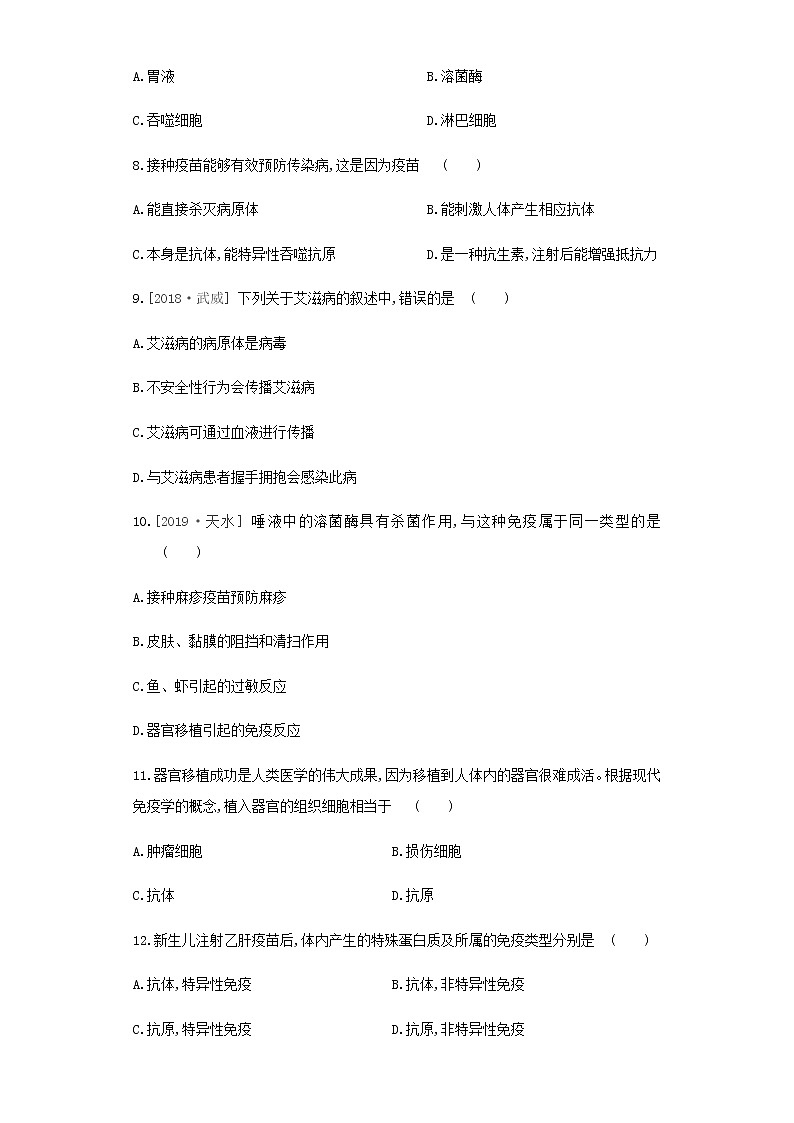 人教版八年级生物下册第八单元 第一章至第三章单元测试题第2页