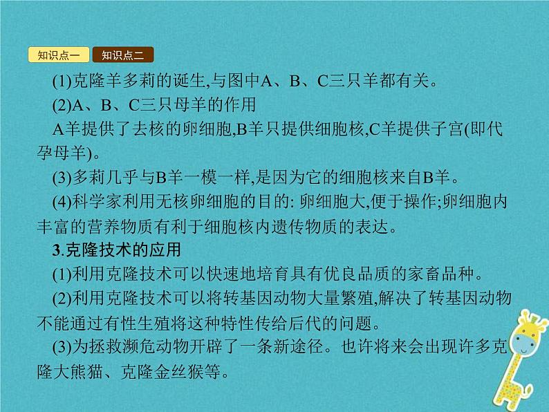 2021年济南版八年级生物下册7.2.2克隆技术 课件03