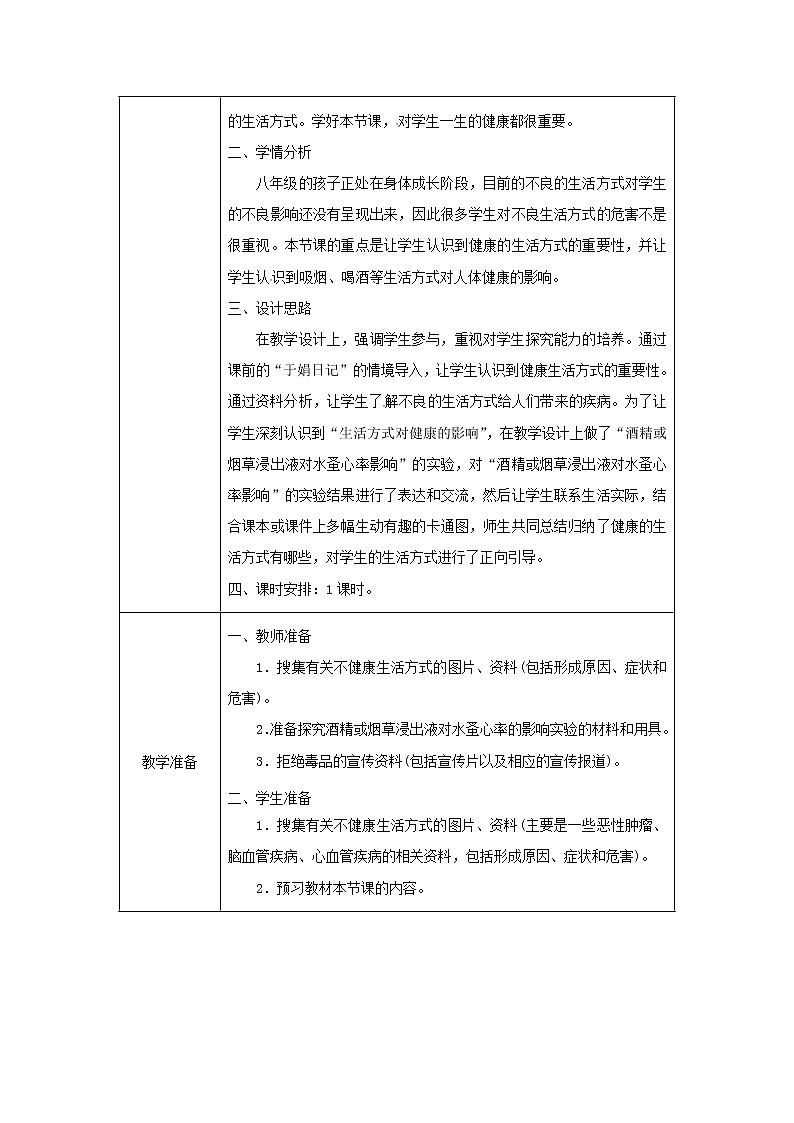 2021年人教版八年级生物下册第8单元第3章第2节 选择降的生活方式 教案02