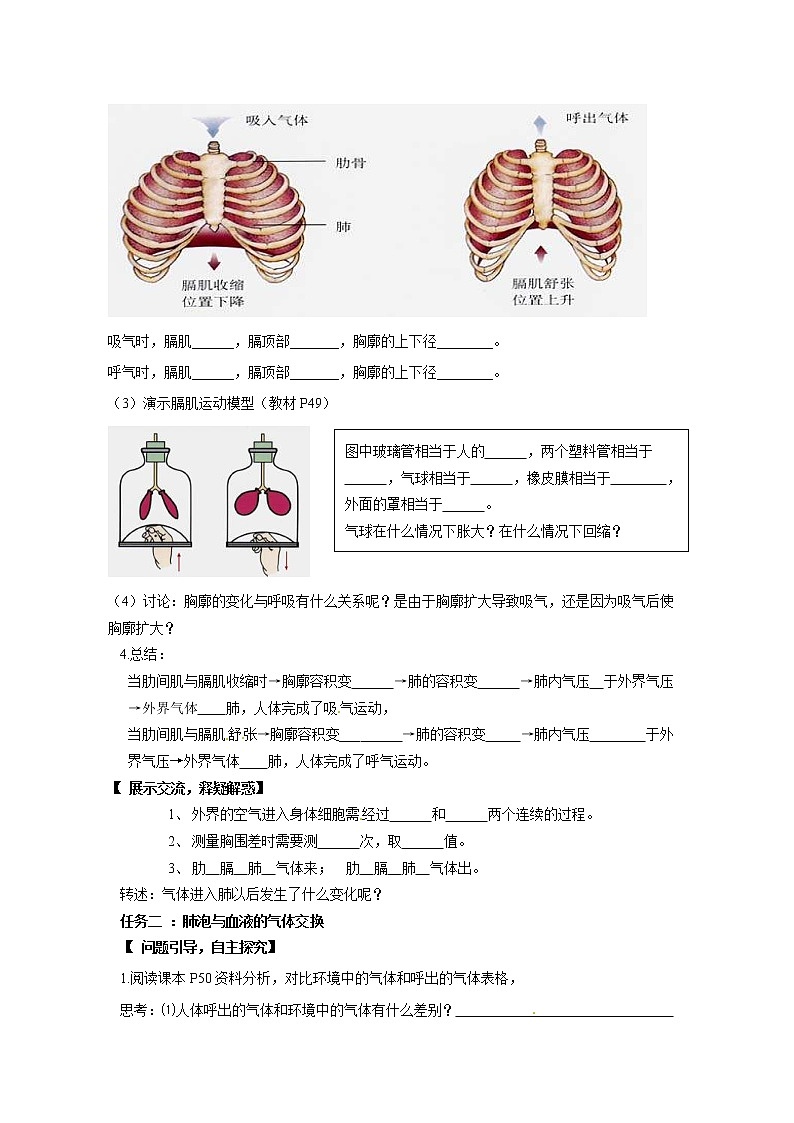 2021年人教版七年级生物下册 第3章第2节  发生在肺内的气体交换 教案02